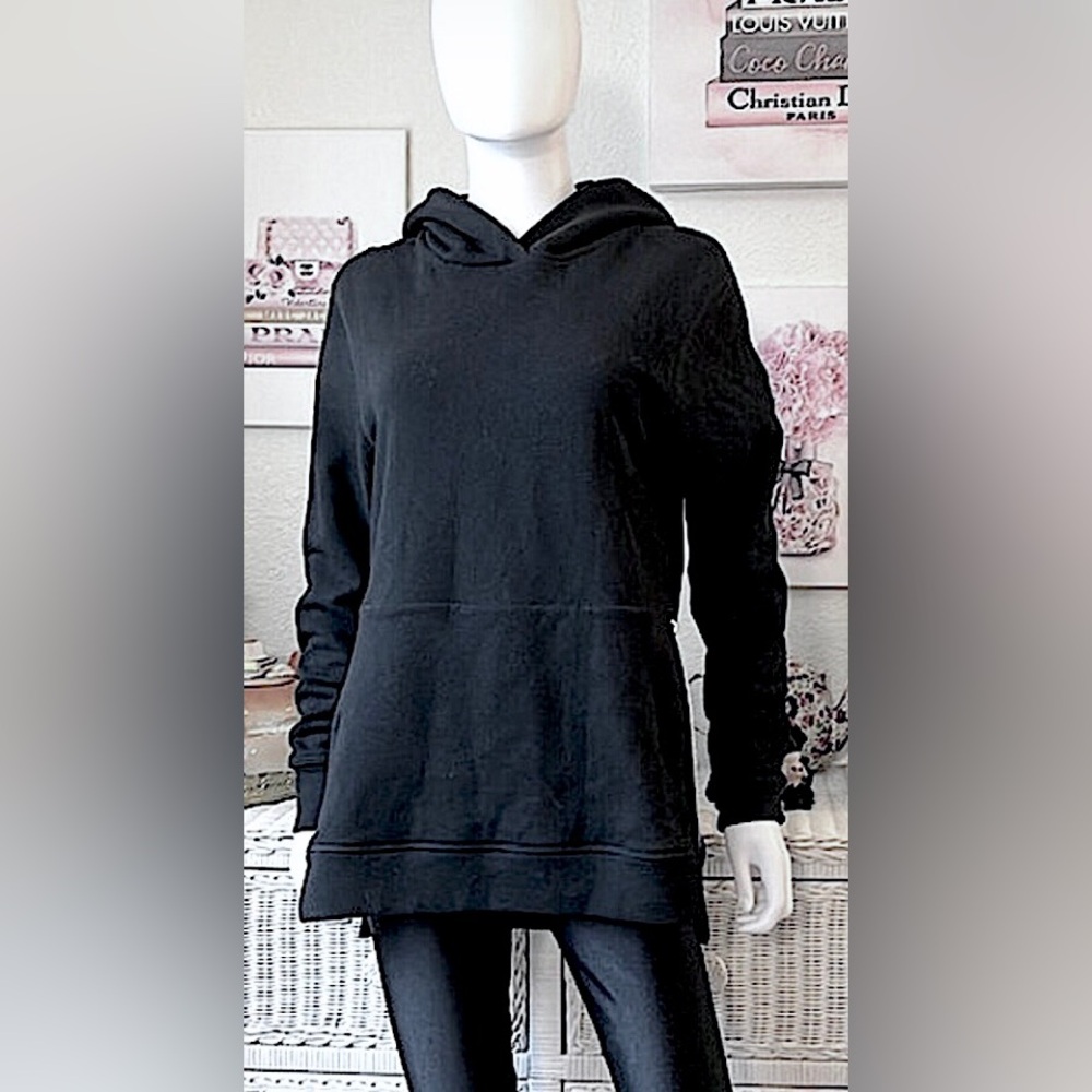John Elliot Hooded sweatshirt Cotton Slim Fit w/ side zippers in Black size 2